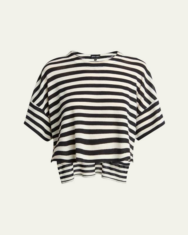 Stripe High Low Wool T-Shirt
